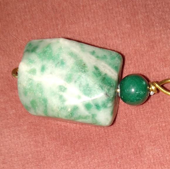 🐈‍⬛ FREE TODAY Tree Agate Stone Earrings Big Chunk Heavy Gemstone Green New - Picture 6 of 8